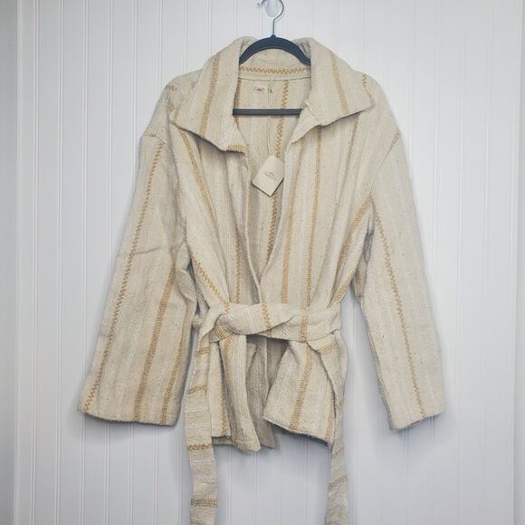 FAHERTY Women's June Lake Jacket Size Large Sand Dune Brown Textured Warm Belt - Picture 12 of 12